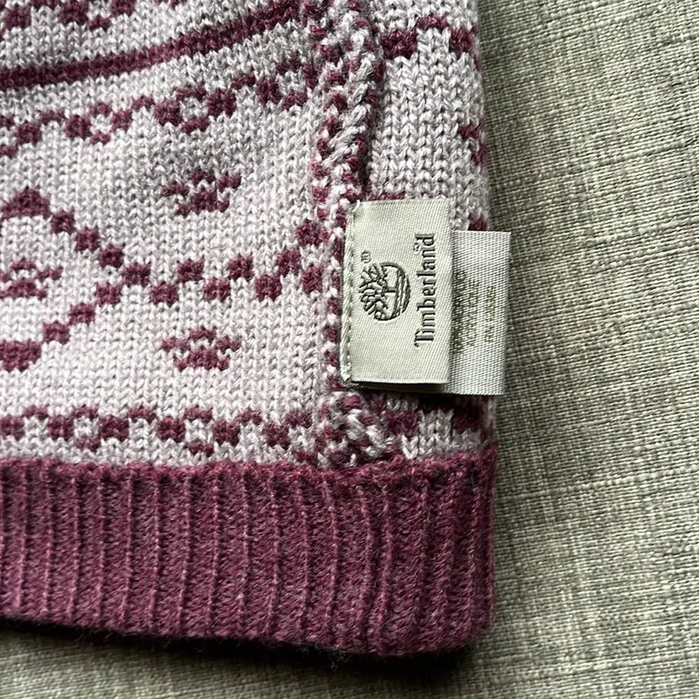 Timberland Knit Beanie Hat Maroon Red Women's